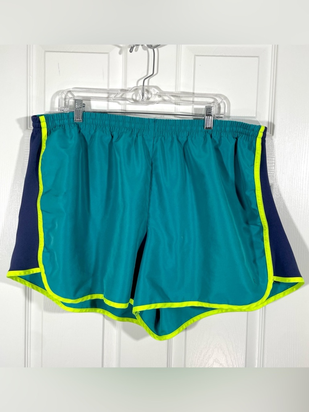 Danskin Now Teal Running Shorts 3X Neon Trim Athletic Activewear